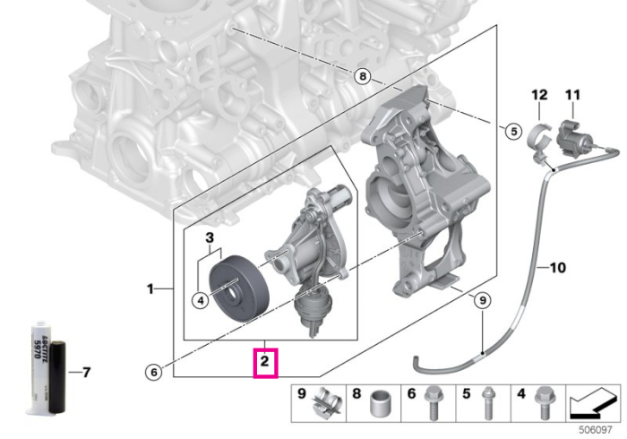 Pompa apa cu debit variabil - BMW Seria 3 F30, Seria 5 G30 G38, Seria 7 G11 G12 - tip motor B48X