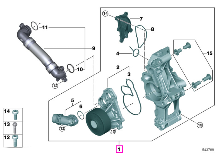 Pompa lichid racire, cu suport integrat - BMW Seria 2 G42, Seria 3 G20 G21, Seria 4 G22 G23 G26, Seria 5 G30 G31, Seria 6 G32, Seria 7 G11 G12, Seria 8 G14 G15 G16, X3 G01, X4 G02, X5 G05, X6 G06, X7 G07, Z4 G29