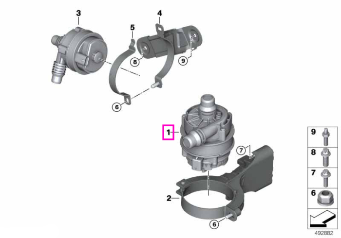 Pompa apa electrica auxiliara, circuit racire aer supraalimentat - BMW Seria 2 G42, Seria 3 G20 G21 G28, Seria 4 G22 G23 G26, MS BMW Motorsport, X3 G01 G08, X4 G02, X5 G05, X5L G18, X6 G06, X7 G07, Z4 G29