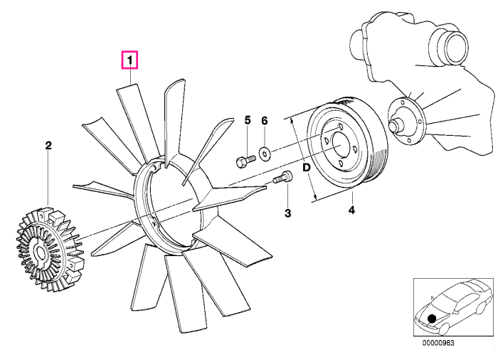 Paleta ventilator racire motor, 11 lame - BMW Seria 5 E34 E39, Seria 7 E32 E38, Seria 8 E31