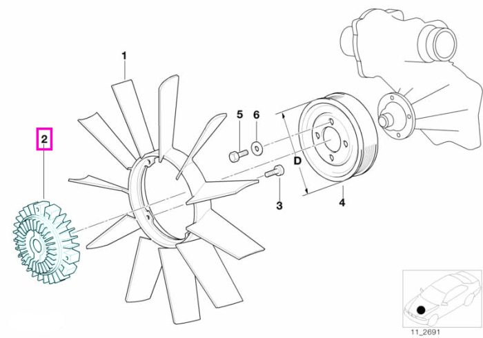 Cuplaj ventilator / ambreiaj termic ventilator (92CEL) - BMW Seria 5 E39, Z8 E52