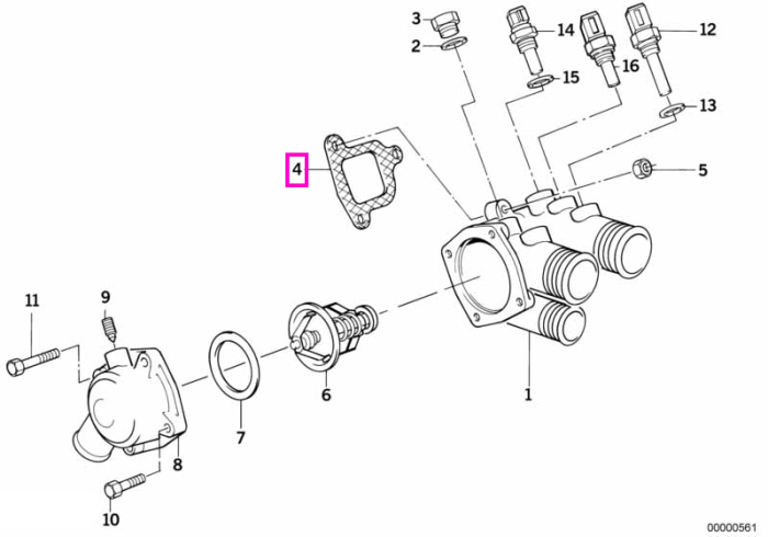 Garnitura fara azbest, flansa racire - BMW 2500-3.3Li, 2.5CS-3.0CSL, Seria 5 E12 E28 E34, Seria 6 E24, Seria 7 E23 E32