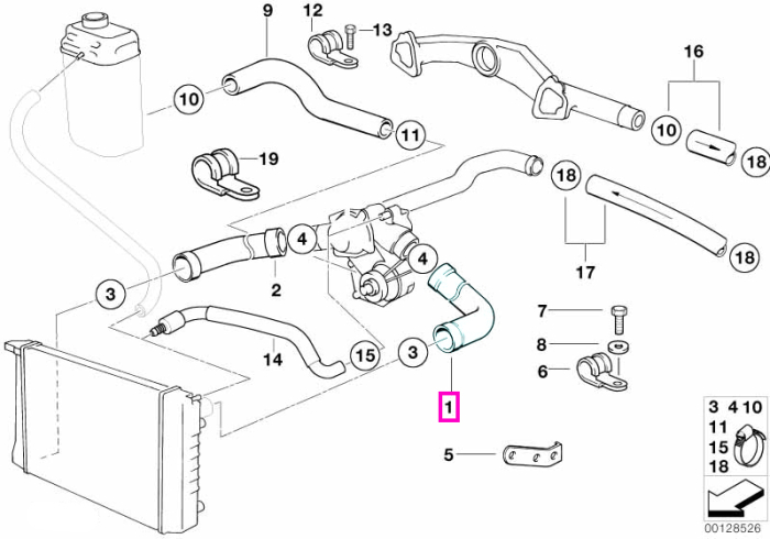 Furtun lichid racire - BMW Seria 7 E38, Seria 8 E31