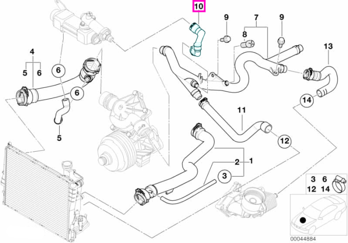 Furtun lichid racire motor - BMW Seria 3 E46, Seria 5 E39, Seria 7 E38