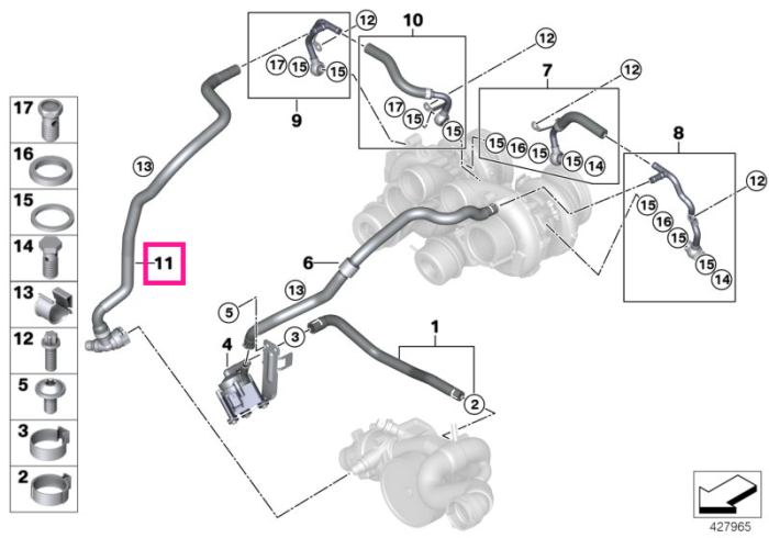 Conducta, turbocompresor-pompa apa - BMW X5 M F85, X6 M F86
