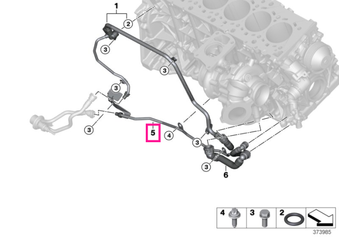 Conducta lichid racire, de la modul SCR la pompa apa - BMW Seria 5 F07 F10 F11, Seria 7 F02, X5 F15, X6 F16