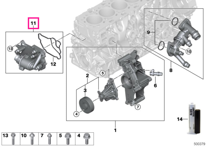 Termostat cu carcasa, sistem racire motor - BMW Seria 5 G30 G31, Seria 7 G11 G12, X5 G05, X6 G06, X7 G07