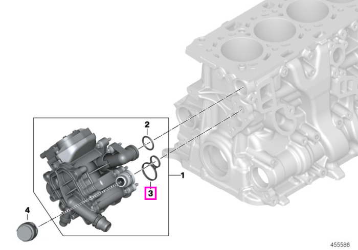 Garnitura carcasa termostat circuit racire - BMW Seria 1 F20 F21, Seria 2 F22 F23, Seria 3 F30 F31 F34 F35 G20, Seria 4 F32 F33 F36 G22 G26, Seria 5 G30 G31 G38, Seria 6 G32, Seria 7 G11 G12, X3 G01 G08, X4 G02