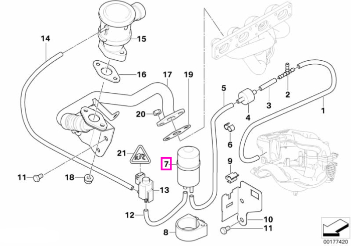 Container vacuum, sistem vid - BMW Seria 3 E36 E46, Seria 5 E34, Z3 E36