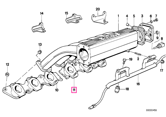Flansa etansare galerie de admisie, pe chiulasa, partea din spate - BMW Seria 7 E32 E38, Seria 8 E31