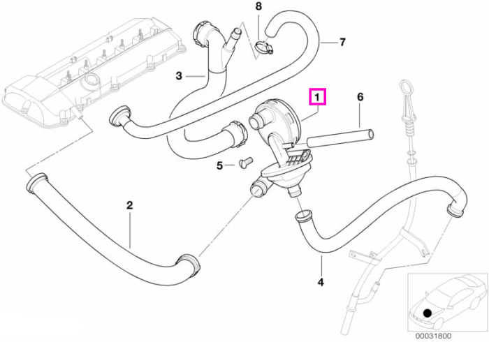 Supapa reglare presiune, ventilatie carter - BMW Seria 3 E46, Seria 5 E39 E60 E61, Seria 7 E65 E66, X3 E83, X5 E53, Z3 E36, Z4 E85