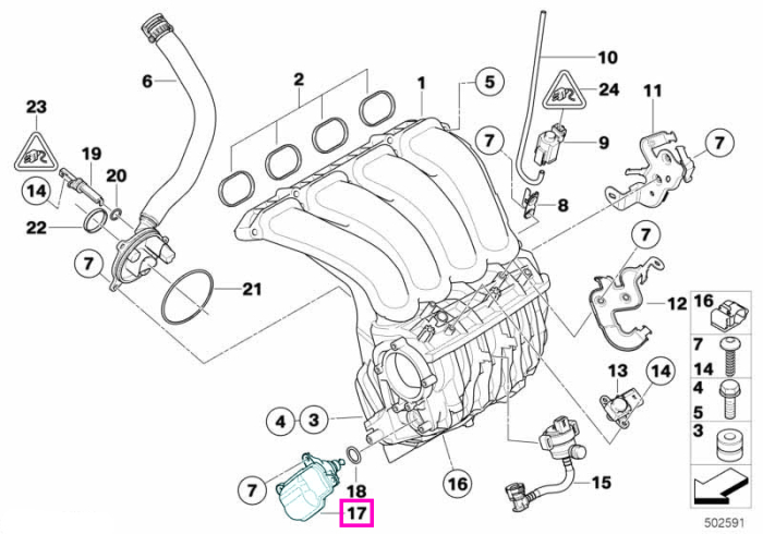Actuator clapete sistem admisie - BMW Seria 1 E81 E82 E87 E88, Seria 3 E90 E91 E92 E93, Seria 5 E60 E61 - BMW Motorrad K42 (HP4), K46 (S 1000 RR)