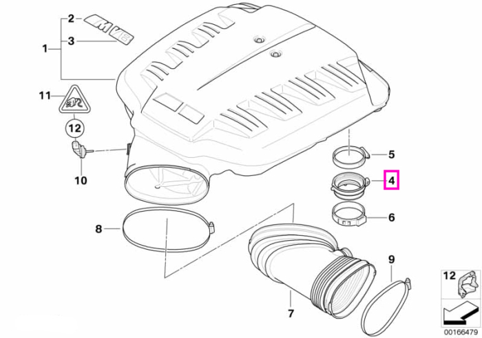Segment furtun sistem admisie aer - BMW Seria 3 E90 E92 E93 - tip motor S65