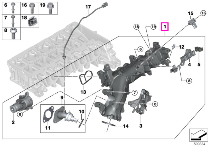 Galerie de admisie AGR cu sistem control clapete - BMW Seria 2 G42, Seria 3 G20 G21 G28, Seria 4 G22 G23 G26, Seria 5 G30 G31, Seria 6 G32, X3 G01, X4 G02, X5 G05