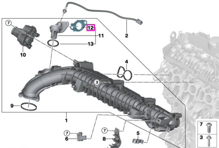 Garnitura otel, etansare galerie de admisie - BMW Seria 3 G20 G21, Seria 5 G30 G31, Seria 6 G32, Seria 7 G11 G12, Seria 8 G14 G15 G16, X3 G01, X4 G02, X5 G05, X6 G06, X7 G07