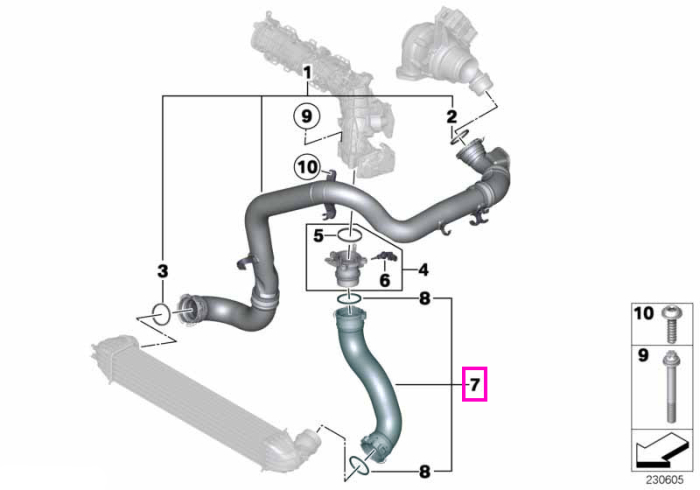 Conducta aer supraalimentat intercooler/galerie de admisie - Mini Countryman R60, Paceman R61 - tip motor N47N