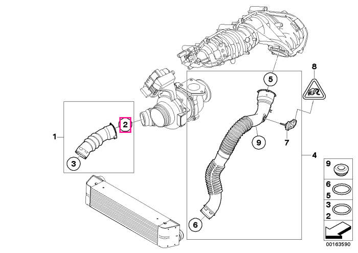 Inel/Garnitura etansare tubulatura admisie aer - BMW Seria 1, Seria 2, Seria 3, Seria 4, Seria 5, Seria 7, X1, X2, X3, X4, X5, X6 - Mini Cabrio F57, Clubman F54, Countryman F60, F55, F56