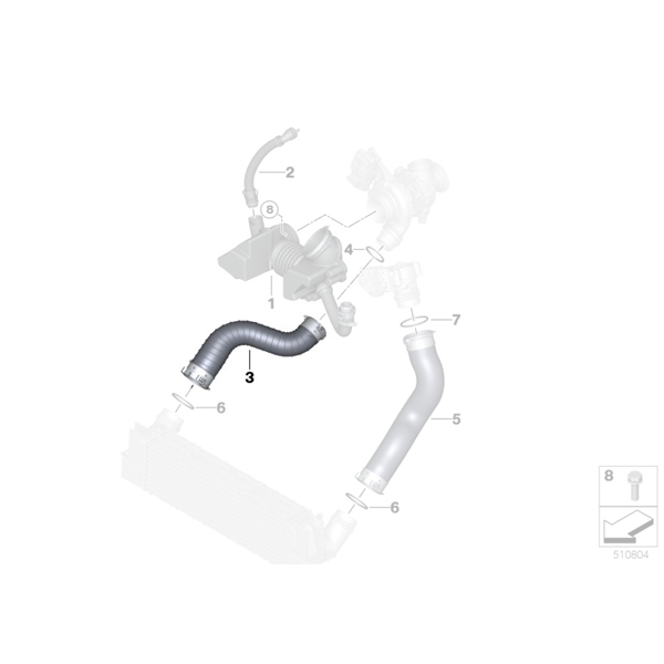 Conducta intercooler - BMW Seria 1 F20, F21, Seria 2 F22, F23, Seria 3 F30, F31, F34, Seria 4 F32, F36