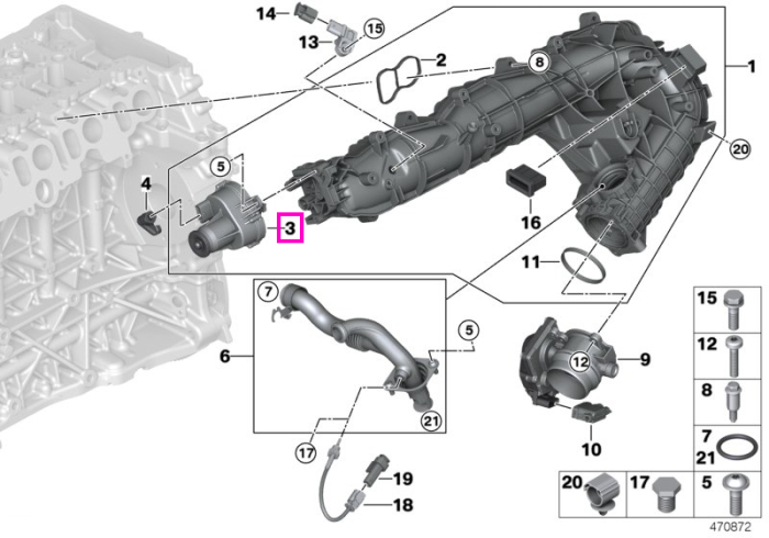 Actuator clapete galerie admisie - BMW Seria 1 E81 E82 E87 E88, Seria 3 E90 E91 E92 E93 G20 G21, Seria 5 E60 E61 F07 F10 F11 G30 G31, Seria 6 G32, Seria 7 F01 F02 G11 G12, Seria 8 G14 G15 G16, X1 E84, X3 E83 G01, X4 G02, X5 E70 G05, X6 E71 G06, X7 G07