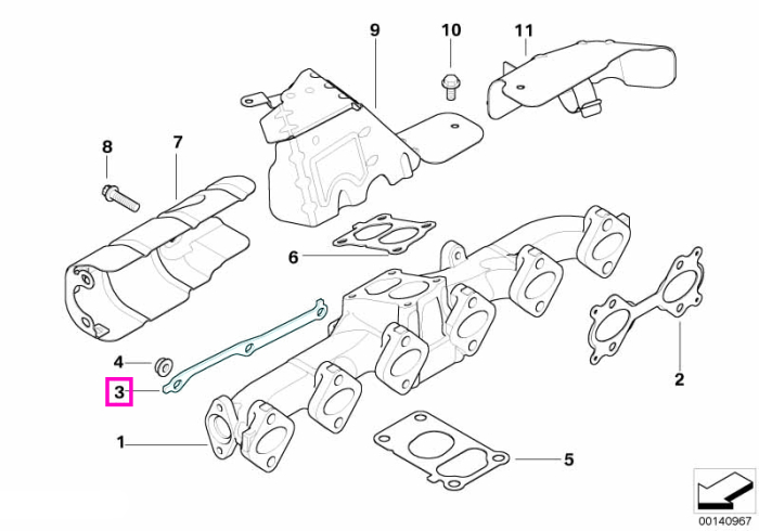 Placuta fixare colector evacuare sistem AGR - BMW Seria 5 E60 E61 (535d) - tip motor M57N