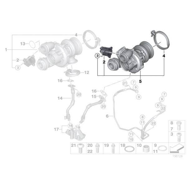 Turbina BMW Seria 5 F07, F10, F11; Seria 6 F12, F13; Seria 7 F01, F02, F03, F04; X5 E70; X6 E71; X6 E72 - 50i