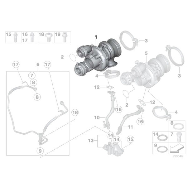 Turbina BMW Seria 5 F07, F10, F11; Seria 6 F06, F12, F13; Seria 7 F01, F02; X5 F15 - 50i, 50iX