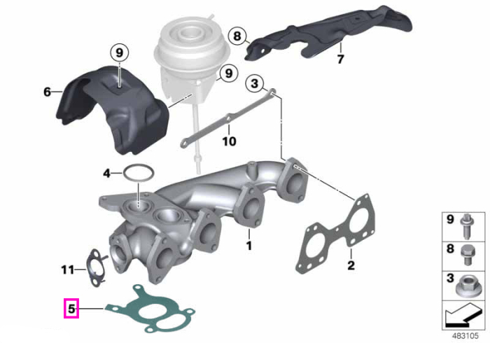 Garnitura otel turbina - BMW Seria 1 F20 F21, Seria 2 F22, Seria 3 F30 F31 F34, Seria 4 F32 F33, Seria 5 F10 F11, X1 E84, X5 F15