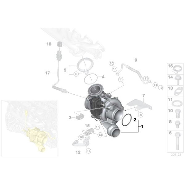 Turbina - BMW Seria 3 F30 F31 F34, Seria 4 F32 F33 F36, Seria 5 F07 F10 F11, Seria 7 F01 F02, X3 F25, X4 F26, X5 F15, X6 F16