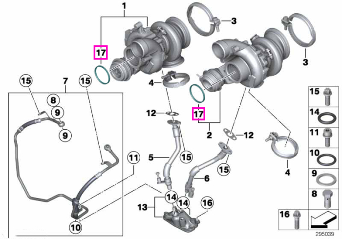 Garnitura profilata turbina, cilindrii 1-4 / 5-8 - BMW Seria 5 F10, Seria 6 F06 F12 F13, X5 F85 M, X6 F86 M