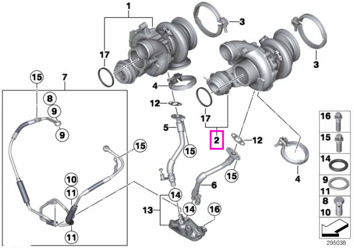 Turbocompresor, cilindrii 5-8 - BMW Seria 5 F10, Seria 6 F06 F12 F13	