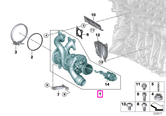 Turbocompresor evacuare - BMW Seria 5 G30 G31, Seria 6 G32, Seria 7 G11 G12, Seria 8 G14 G15 G16, X5 G05 G18, X6 G06, X7 G07
