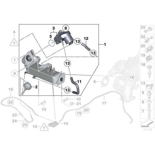 Racitor gaze EGR - BMW Seria 1, 2, 3, 4, 5; X1; X3 - Tip motor N47N