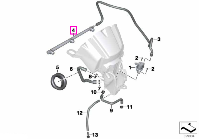 Distribuitor aer secundar - BMW Motorrad A40 (9X01, 9X02), K48 (K 1600 GT, K 1600 GTL), K61 (K 1600 Bagger)