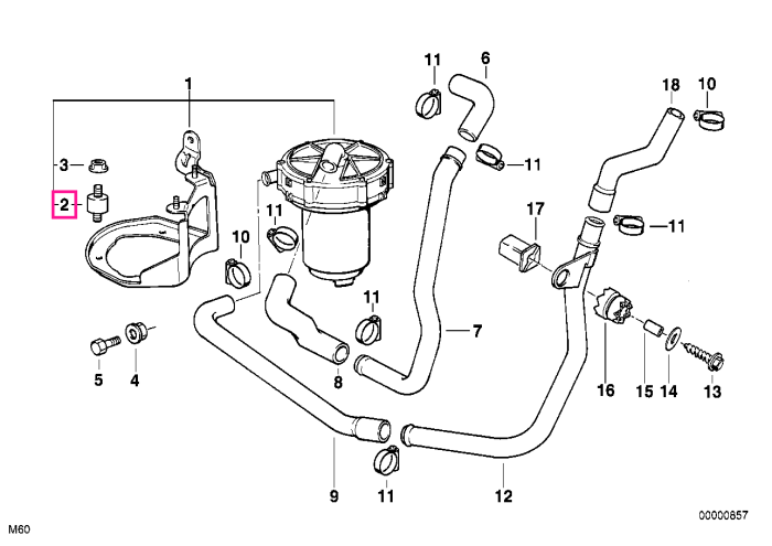 Tampon/Suport pompa aer - BMW Seria 3 E36 E46, Seria 5 E34 E39, Seria 7 E38, Seria 8 E31, X3 E83, X5 E53, Z3 E36, Z8 E52