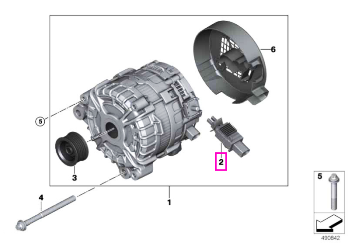 Set perii de carbon alternator cu regulator tensiune - BMW Seria 2 G42, Seria 3 G20 G21 G28, Seria 4 G22 G23 G26, Seria 5 G30 G31, Seria 6 G32, Seria 7 G11 G12, Seria 8 G14 G15 G16, X3 G01, X4 G02, X5 G05, X6 G06, X7 G07, Z4 G29