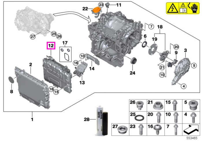 Modul electronic putere (EME) punte fata, 220MF - BMW Seria 5 G60 G61 G68, Seria 7 G70, i4 G26, iX I20 - tip motor XE2