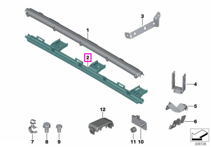  Canal ghidare cabluri, sectiune inferioara - BMW Seria 1 E81 E82 E87 E88, Seria 3 E90 E91 E92 E93, X1 E84, Z4 E85
