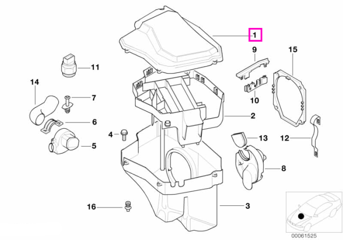 Capac superior cutie electronica compartiment motor, negru - BMW Seria 5 E39, Z8 E52