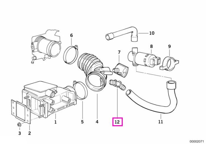 Racord cot furtun vid - BMW Seria 3 E30, Seria 3 E36, Seria 3 E46, Seria 5 E34, Seria 5 E39, Seria 7 E38, Z3 E36