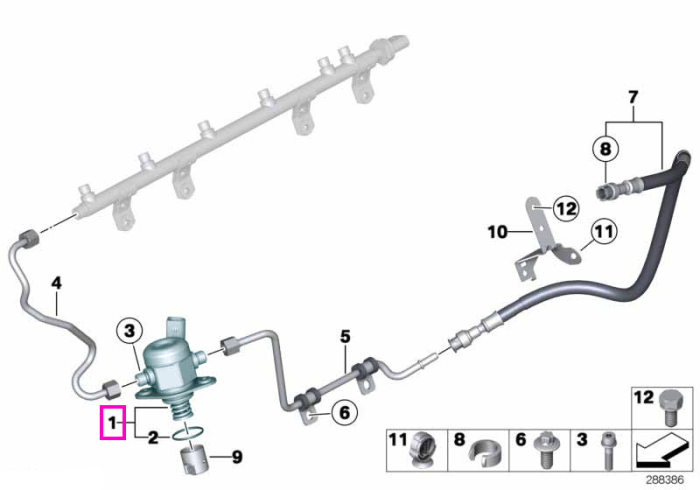 Pompa combustibil de inalta presiune - BMW Seria 1 E82 E88, Seria 3 E90 E91 E92 E93, Seria 4 F33, Seria 5 E60 E61 F07 F10 F11 F18, Seria 6 E63 E64 F12 F13, Seria 7 F01 F02, X1 E84, X3 F25, X5 E70, X6 E71, Z4 E89