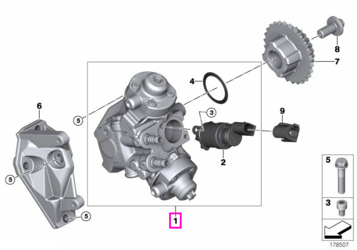 Kit reparatie pompa inalta presiune (N57) - BMW Seria 3 F30 F31 F34, Seria 4 F32 F33 F36, Seria 5 F07 F10 F11, Seria 6 F06 F12 F13, Seria 7 F01 F02, X3 F25, X4 F26, X5 F15, X6 F16