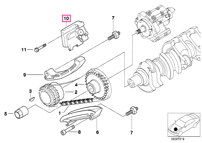 Intinzator lant distributie - BMW Seria 3 E46, Seria 5 E39, Seria 7 E38, X5 E53