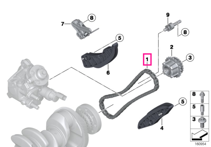 Lant distributie - BMW Seria 1, Seria 2, Seria 3, Seria 4, Seria 5, Seria 6, Seria 7, X1, X2, X3, X4, X5 - Mini Cabrio F57, Clubman F54, Countryman F60, F55, F56