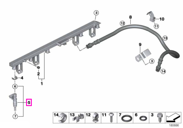Injector - BMW Seria 1 E81 E82 E87 E88, Seria 3 E90 E91 E92 E93, Seria 5 E60 E61 F10 F11 F18, Seria 6 E63 E64, Seria 7 E65 E66 F01 F02, X1 E84, X3 E83 F25, X5 E70, Z4 E85 E86 E89