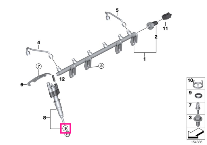 Garnitura sistem injectie - BMW Seria 1 E81 E82 E87 E88, Seria 3 E90 E91 E92 E93, Seria 5 E60 E61 F07 F10 F11, Seria 6 E63 E64 F12 F13, Seria 7 F01 F02 F04, X5 E70, X6 E71 E72, Z4 E89