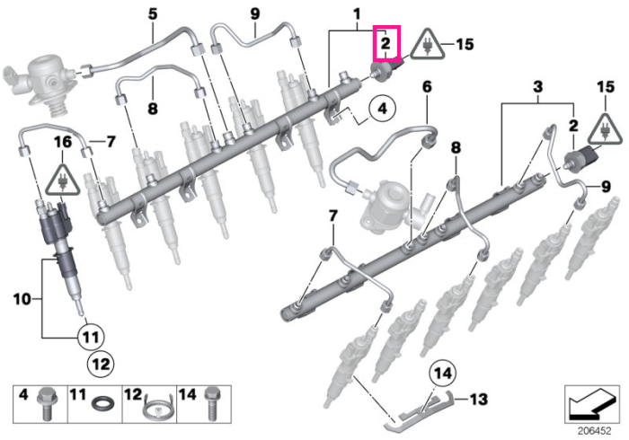 Senzor presiune inalta, combustibil - Seria 1, Seria 2, Seria 3, Seria 4, Seria 5, Seria 6, Seria 7, i8 I12, X1 E84, X3 F25, X4 F26, X5 E70 F15 F85 M, X6 E71 F16 F86 M, Z4 E89 - Mini F55, F56