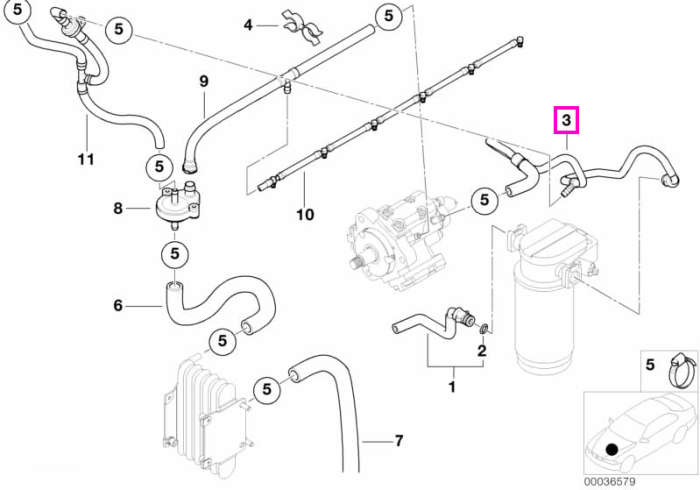 Conducta tur combustibil - BMW Seria 5 E39 - tip motor M57