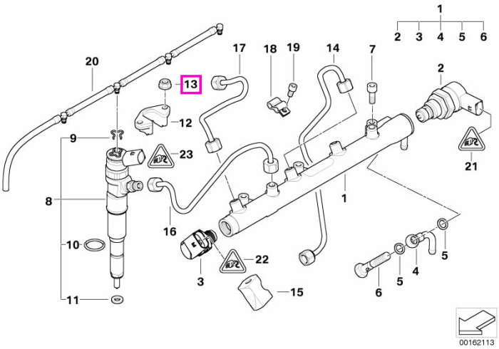 Piulita cu flansa, M6 - BMW Seria 1 E87, Seria 3 E46, E90, E91, E92, E93, Seria 5 E39, E60, E61, Seria 6 E63, E64, Seria 7 E38, E65, E66, X3 E83, X5 E53, E70, X6 E71