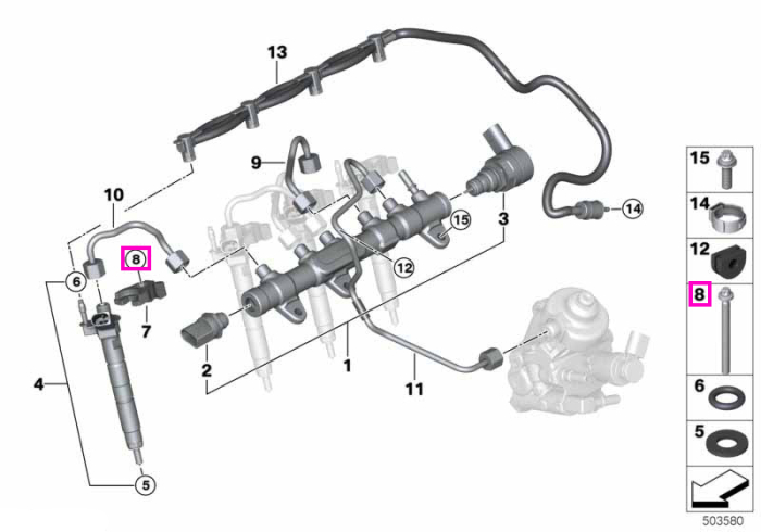 Surub sistem alimentare cobustibil - BMW Seria 1, Seria 2, Seria 3, Seria 4, Seria 5, Seria 6, Seria 7, Seria 8, X1, X2, X3, X4, X5, X6, X7 - Mini Cabrio, Clubman, Countryman, Paceman, Roadster