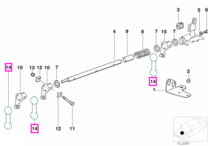 Tija pedala acceleratie - BMW Seria 3 E36, Z3 E36